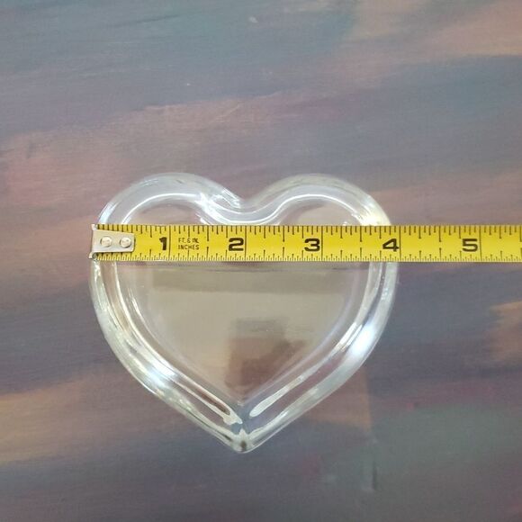 Vintage Heavy Glass Heart Trinket Dish - Picture 5 of 6